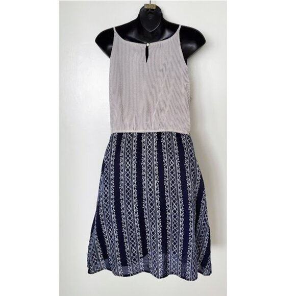 NWT THML Boho Tie-Front Mini Dress Tassel Embroidered A-Line Sundress Sz L Girly - Picture 5 of 8